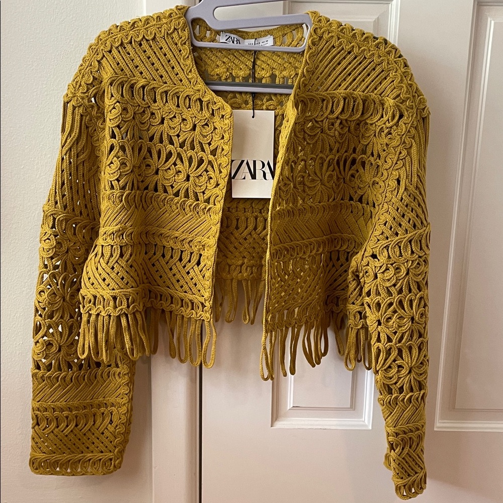 Zara Crochet Fringe Jacket